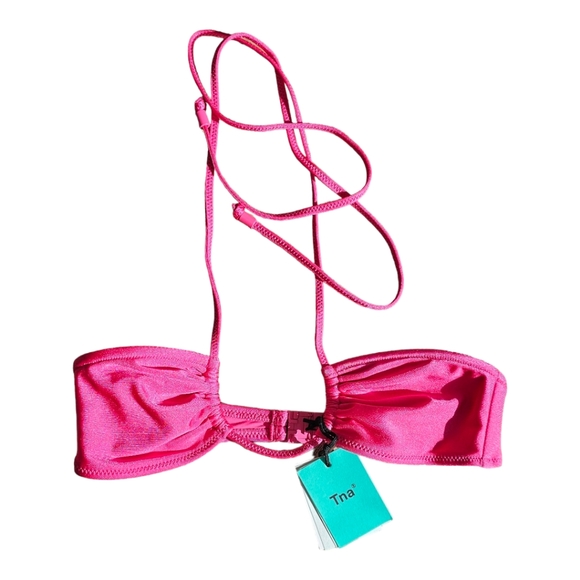 Aritzia TNA Swim Mesa String Halter Bikini Top, Bright Rose Pink, NWT XXS - Picture 8 of 9